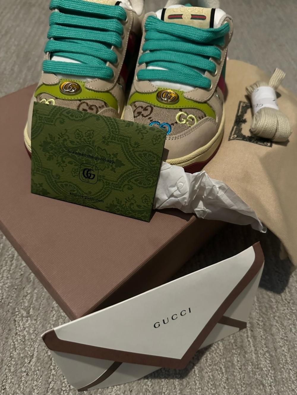Women's Multicolor Rhyton Sneakers with Turquoise Laces